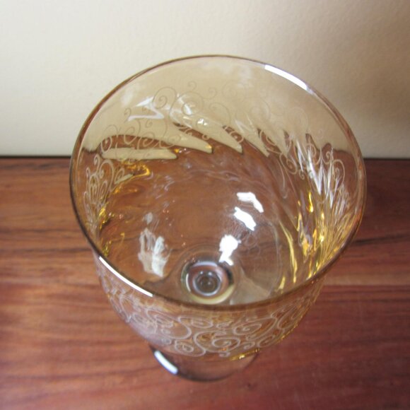 10 oz cristalleria fumo italy amber swirls wine glass NWT - pair of 2 (W5949) - Picture 9 of 10